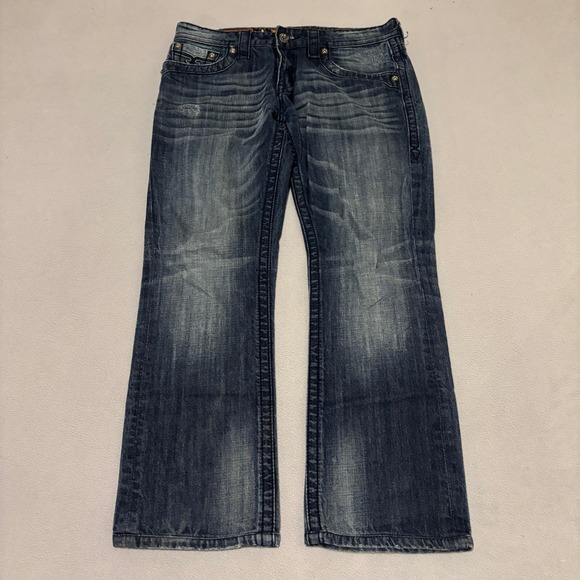 Rock Revival Other - Rock Revival Steven Straight Mens Jeans Blue Whisker Flap Pocket Y2K Sz 33 35x29